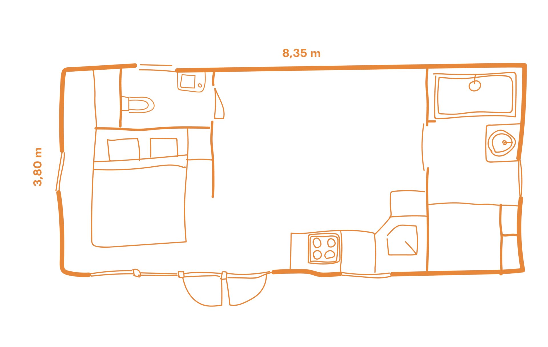 Plattegrond stacaravan LACET Emar