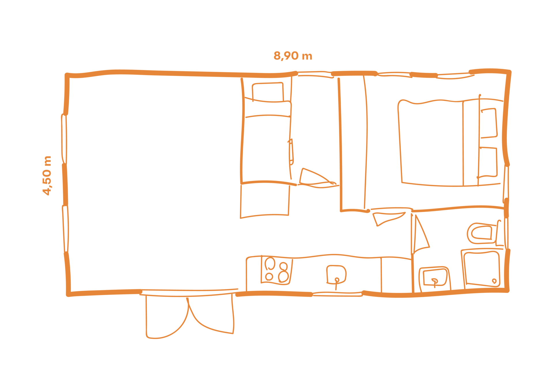 Plattegrond stacaravan LACET Falun 40m2